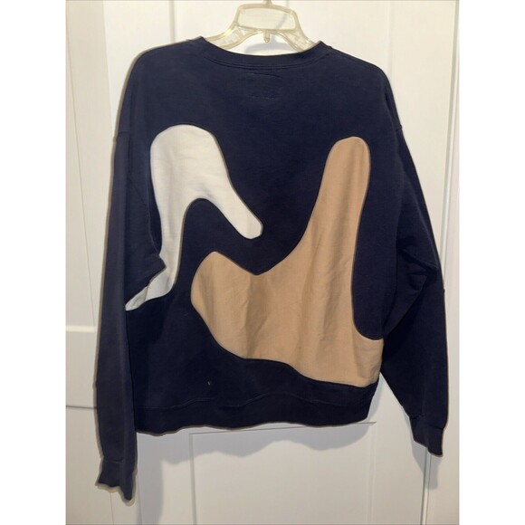 Champion Navy Tan White Color Block Sweatshirt Large Unisex Adult - Picture 4 of 5